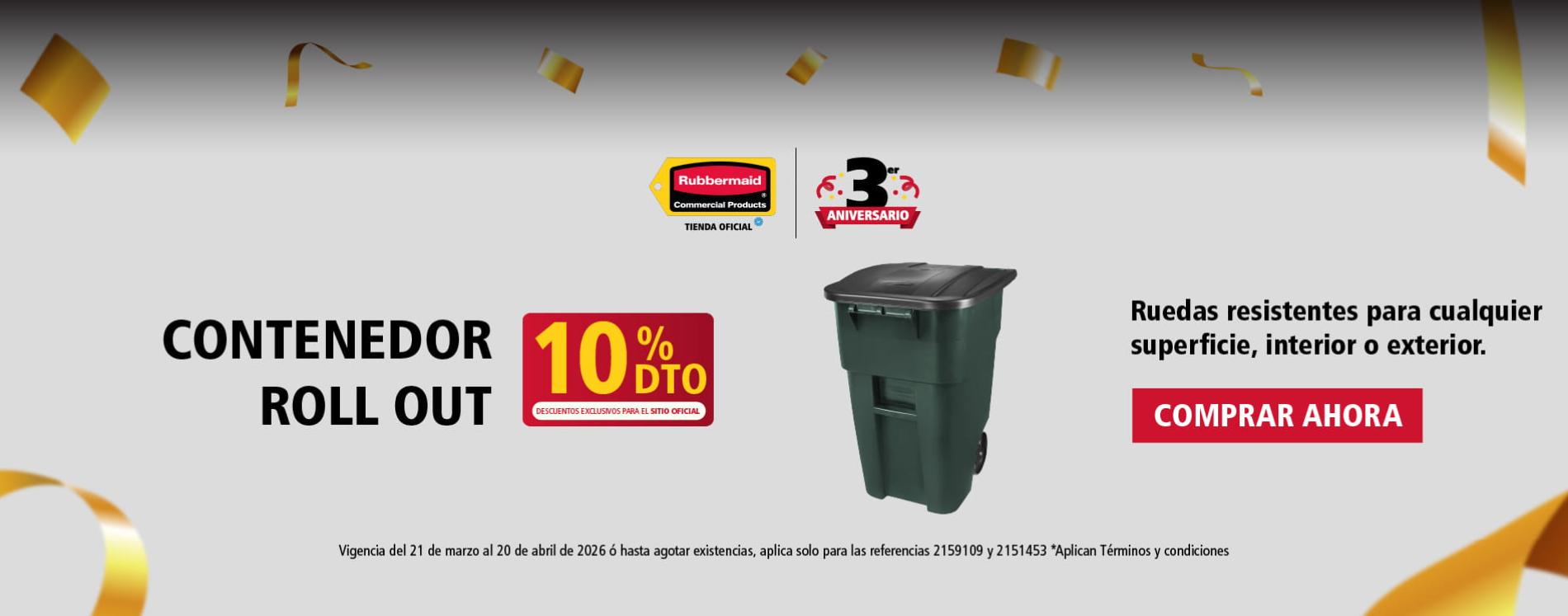 Descuento en contenedor con ruedas Rubbermaid