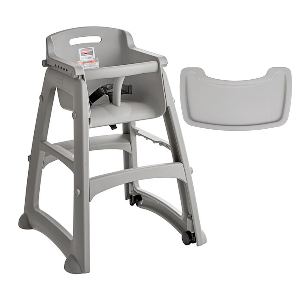 Silla Comedor Para Bebé Rubbermaid Con Ruedas Gris + Bandeja FG780508PLAT _1