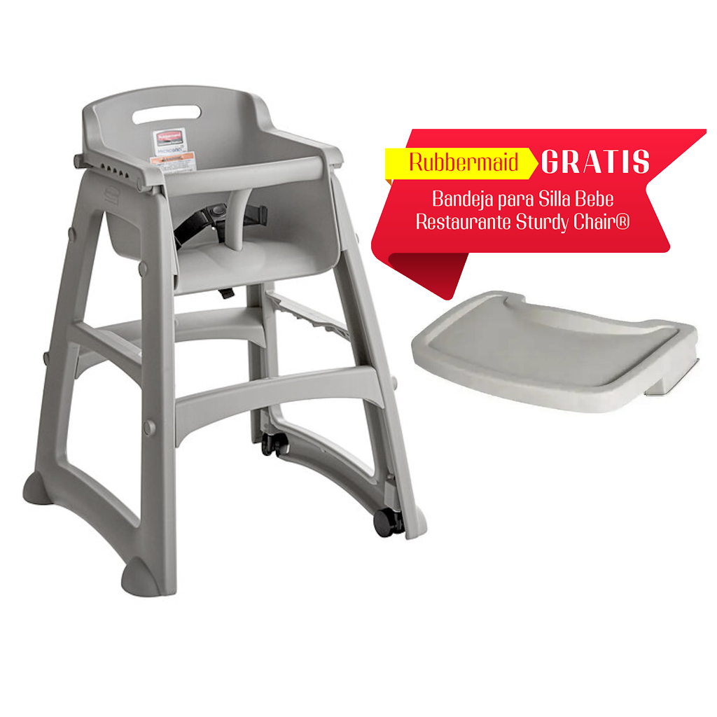 Silla Comedor Bebé Rubbermaid Con Ruedas Gris Gratis Bandeja FG780508PLAT - Rubbermaid Commercial Products