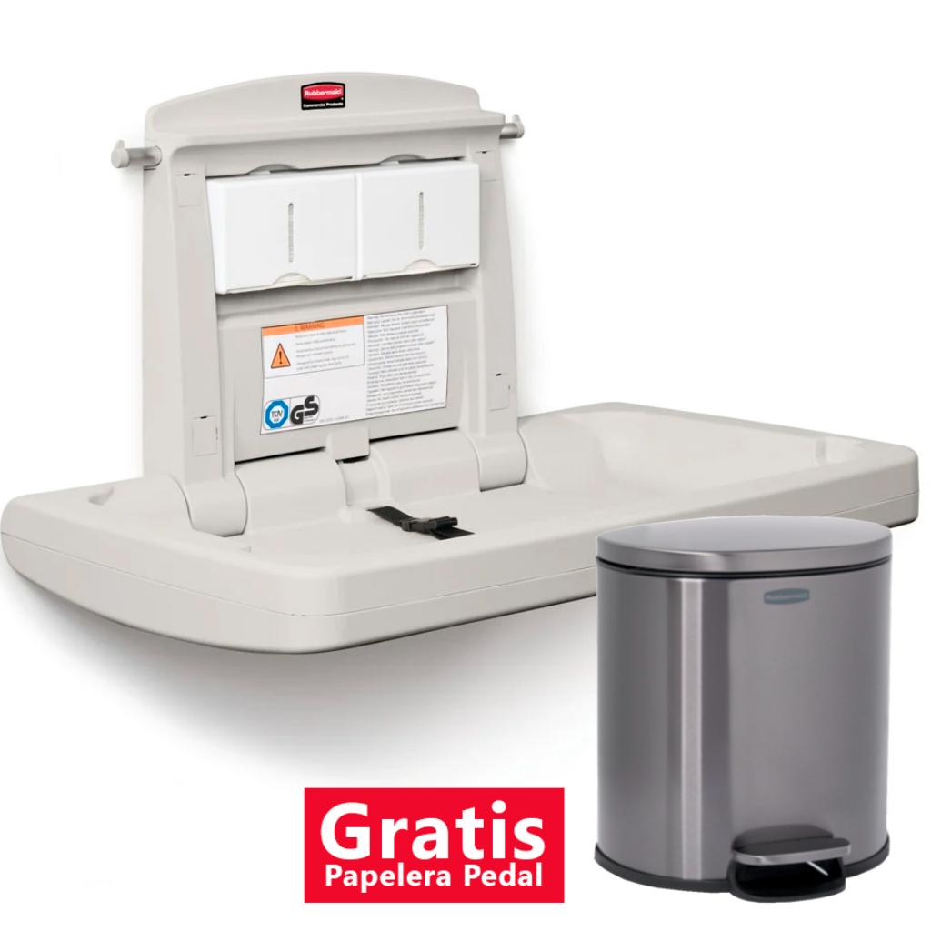 Cambiador de Pañales Horizontal Rubbermaid FG781888LPLAT Con Papelera 6 litros Incluida_5