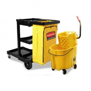 Carro de limpieza Bolsa Amarilla + Balde Escurridor 33 litros WaveBrake FG617388BLA + FG758088YEL_1