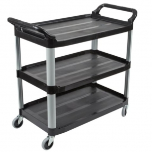 Carro de Servicio Abierto Tres Estantes 300 Libras Negro FG409100BLA_1