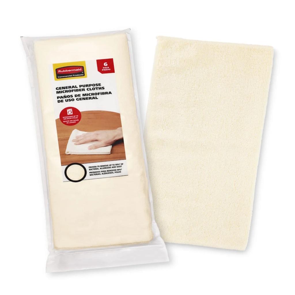 Pack X6 de Paños de Microfibra Blanco De Uso General Rubbermaid 2207131_1