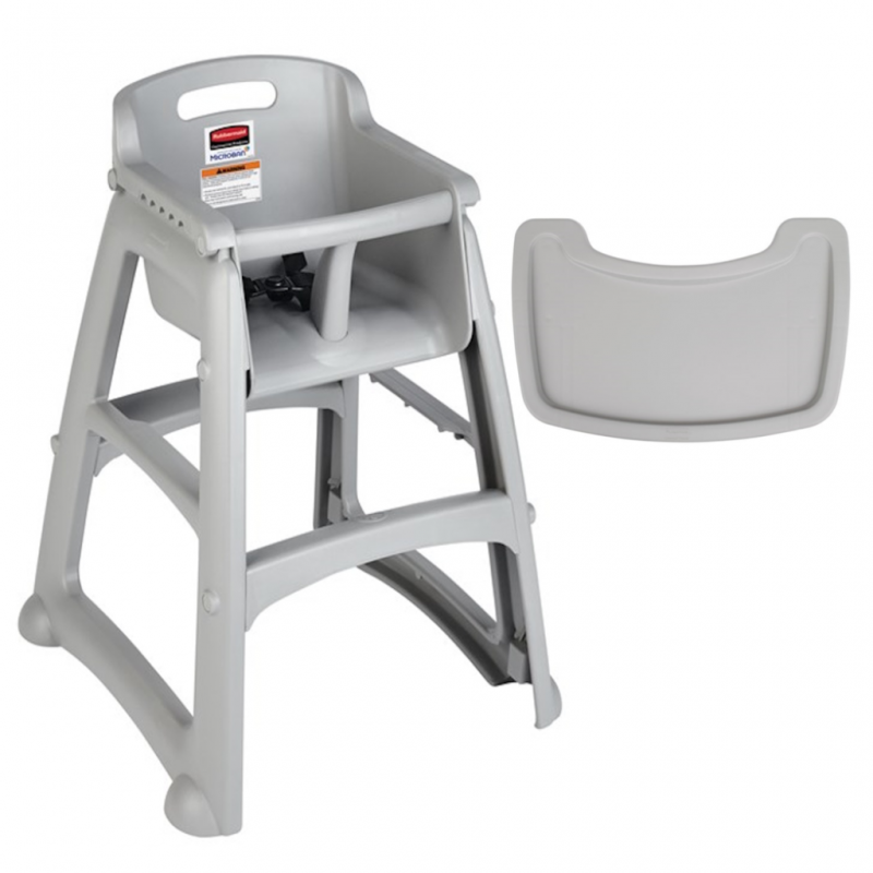 Silla Comedor Para Bebé Rubbermaid Sin Ruedas Gris + Bandeja FG781408PLAT _1